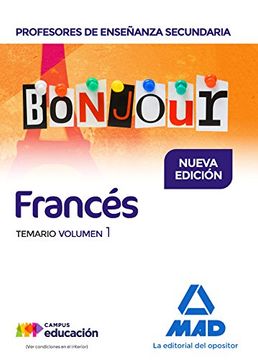 portada Profesores de Enseñanza Secundaria Francés Temario volumen 1