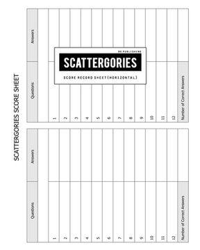portada BG Publishing Scattergories Score Sheet: Scattergories Game Record Keeper for Keep Track Of Who's Ahead In Your Favorite Creative Thinking Category Ba