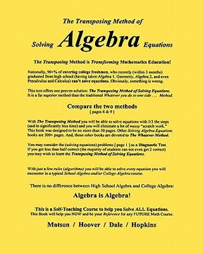portada the transposing method of solving algebra equations (en Inglés)