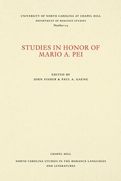 portada Studies in Honor of Mario a. Pei (North Carolina Studies in the Romance Languages and Literatures) (in English)