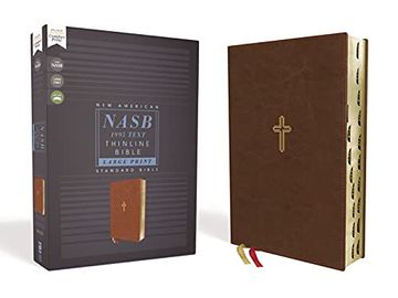 portada Nasb, Thinline Bible, Large Print, Leathersoft, Brown, red Letter, 1995 Text, Thumb Indexed, Comfort Print (en Inglés)