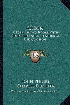 portada cider: a poem in two books; with notes provincial, historical and classical