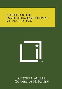 portada Studies of the Institutum Divi Thomae, V1, No. 1-2, 1937 (en Inglés)