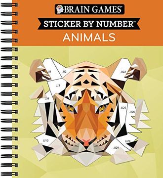 portada Brain Games - Sticker by Number: Animals - 2 Books in 1 (42 Images to Sticker) (en Inglés)