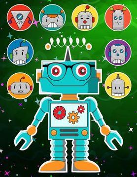 portada Robots Sticker Album 2 For Boys: 100 Plus Pages For PERMANENT Sticker Collection, Activity Book For Boys - 8.5 by 11 