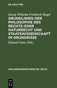 portada Grundlinien der Philosophie des Rechts Oder Naturrecht und Staatswissenschaft im Grundrisse (in German)