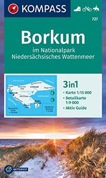 portada Kompass Wanderkarte 727 Borkum im Nationalpark Niedersächsisches Wattenmeer 1: 15. 000 (en Alemán)
