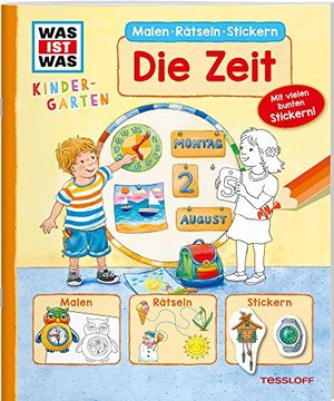 portada Was ist was Kindergarten Malen Rätseln Stickern die Zeit: Malen, Rätseln, Stickern (en Alemán)