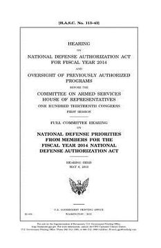 portada Hearing on National Defense Authorization Act for Fiscal Year 2014 and oversight of previously authorized programs before the Committee on Armed Servi (in English)
