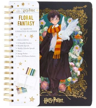 portada Harry Potter: Floral Fantasy 12-Month Undated Planner: (Harry Potter School Planner School, Harry Potter Gift, Harry Potter Stationery, Undated Planner) (en Inglés)