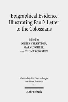 portada Epigraphical Evidence Illustrating Paul's Letter to the Colossians (in English)