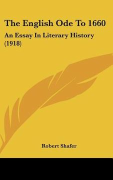 portada the english ode to 1660: an essay in literary history (1918) (in English)