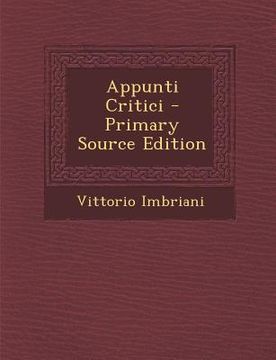 portada Appunti Critici (en Italiano)