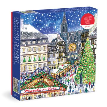 portada Galison Michael Storrings Christmas in France 500 Piece Puzzle From Galison - Wonderful Holiday Puzzle for Adults and Families, Charming Christmas Scene, Thick and Sturdy Pieces, Perfect