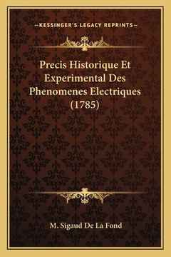 portada Precis Historique Et Experimental Des Phenomenes Electriques (1785) (en Francés)