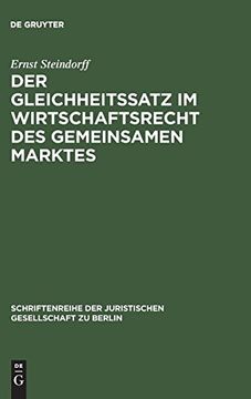 portada Der Gleichheitssatz im Wirtschaftsrecht des Gemeinsamen Marktes (in German)