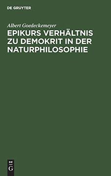portada Epikurs Verhältnis zu Demokrit in der Naturphilosophie (en Alemán)