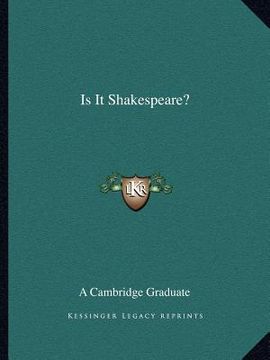 portada is it shakespeare? (in English)