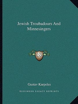 portada jewish troubadours and minnesingers (en Inglés)