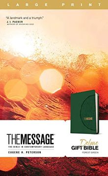 portada Message Deluxe Gift Bible, Large Print, Green: The Bible in Contemporary Language (en Inglés)