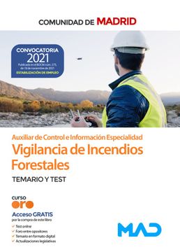 portada Auxiliar de Control e Información, Especialidad de Vigilancia de Incendios Forestales, de la Comunidad de Madrid. Temario y Test