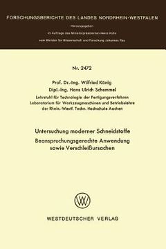 portada Untersuchung Moderner Schneidstoffe Beanspruchungsgerechte Anwendung Sowie Verschleißursachen (en Alemán)