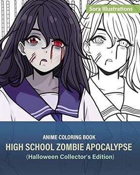 portada Anime Coloring Book: High School Zombie Apocalypse (en Inglés)