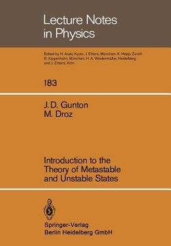 portada introduction to the theory of metastable and unstable states