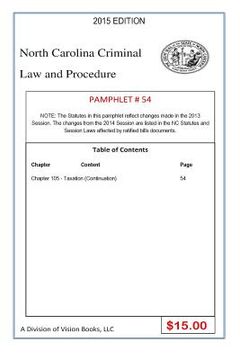 portada North Carolina Criminal Law and Procedure-Pamphlet 54 (en Inglés)