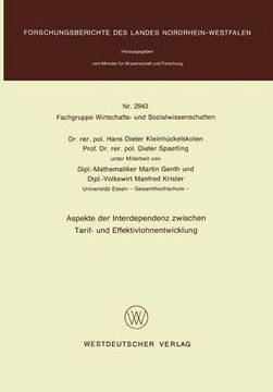 portada Aspekte der Interdependenz zwischen Tarif- und Effektivlohnentwicklung (Forschungsberichte des Landes Nordrhein-Westfalen) (German Edition)