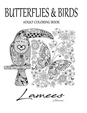 portada Butterflies & Birds: Adult Coloring Book (in English)