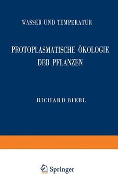 portada Protoplasmatische Ökologie Der Pflanzen: Wasser Und Temperatur