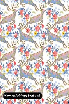 portada Women Address Logbook: Deer in Flowers Garden Cover (en Inglés)