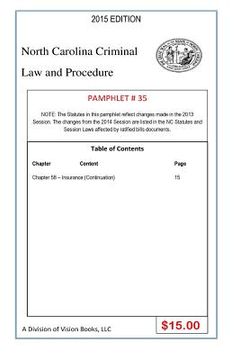 portada North Carolina Criminal Law and Procedure-Pamphlet 35 (en Inglés)