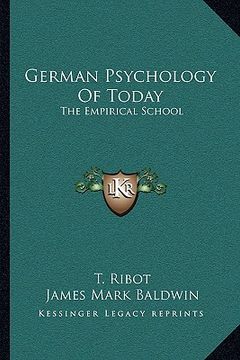 portada german psychology of today: the empirical school (en Inglés)