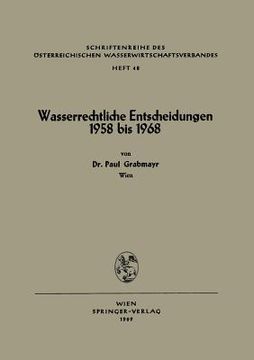 portada Wasserrechtliche Entscheidungen 1958 Bis 1968 (en Alemán)
