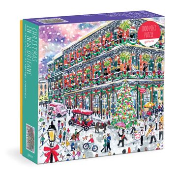 portada Michael Storrings Christmas in new Orleans 1000 Piece Puzzle With Square box From Galison - 20" x 20" Holiday Puzzle Featuring Beautiful Illustrations, Thick & Sturdy Pieces, Makes a Wonderful Gift!
