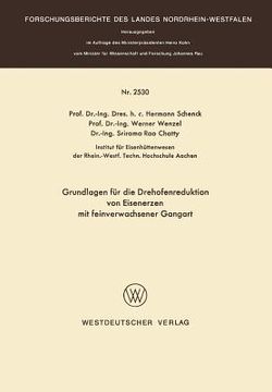 portada Grundlagen Für Die Drehofenreduktion Von Eisenerzen Mit Feinverwachsener Gangart (en Alemán)