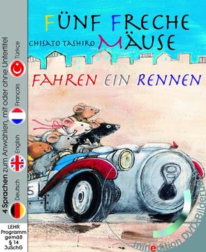 portada Fünf freche Mäuse fahren ein Rennen (Buch mit DVD) (en Alemán)