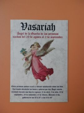 portada Postal Vasariah. Ángel De La Guarda De Las Personas Nacidas Del 29 De Agosto Al 2 De Septiembre