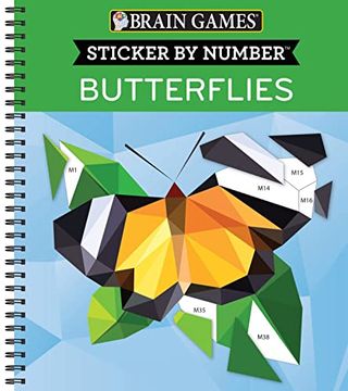 portada Brain Games - Sticker by Number: Butterflies (28 Images to Sticker) (en Inglés)