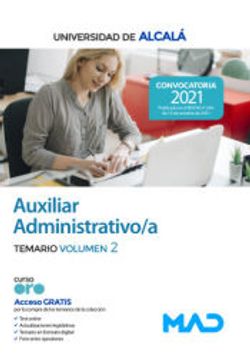 portada Auxiliar Administrativo de la Universidad de Alcala. Temario Volumen 2 (in Spanish)