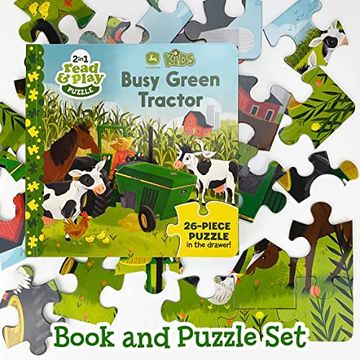 portada John Deere Busy Green Tractor 2-In-1 Read & Play Puzzle and Board Book for Toddlers and Preschoolers, Ages 2-5 (John Deere Kids: 2 in 1 Read & Play) (in English)