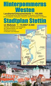 portada Landkarte Hinterpommerns Westen und Stadtplan Stettin