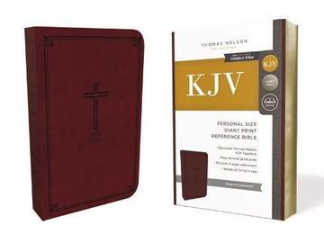 portada KJV, Reference Bible, Personal Size Giant Print, Imitation Leather, Burgundy, Red Letter Edition, Comfort Print (in English)