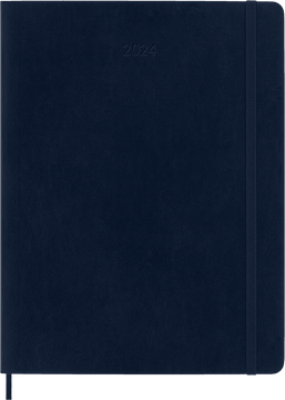 portada Agenda 2024 Moleskine Extra Grande Azul Zafiro Semanal Pasta Suave (en Inglés)