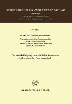 portada Die Berücksichtigung Zentralörtlicher Funktionen Im Kommunalen Finanzausgleich (en Alemán)