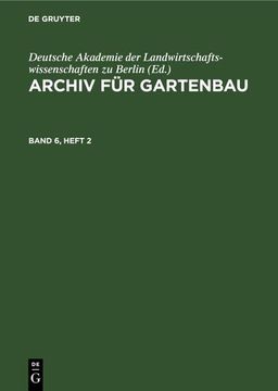 portada Archiv für Gartenbau. Band 6, Heft 2 (en Alemán)