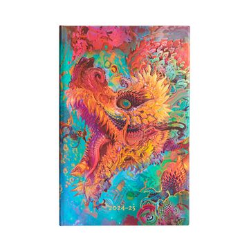 portada Paperblanks | 2024–2025 Weekly Planner | Humming Dragon | Android Jones Collection | 18-Month | Maxi | Vertical | Elastic Band | 208 pg | 80 gsm