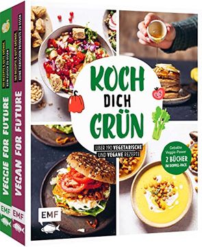 portada Koch Dich Grün! Geballte Veggie-Power: 2 Bücher im Doppelpack? Über 170 Vegetarische und Vegane Rezepte und Tipps für Eine Gesunde Ernährung (en Alemán)
